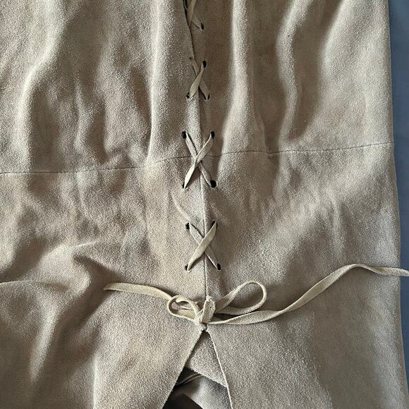 Maxfield Parrish Genuine Suede Maxi Skirt – Tan-Lace-Up Side Slit – Made in GB - Picture 9 of 10